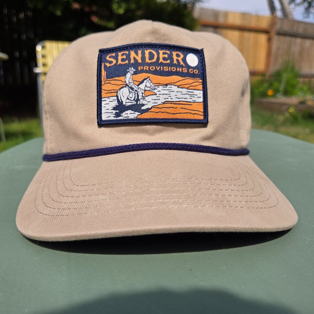 Sendero Lone Rider Snapback Hat – Khaki With Navy Rope